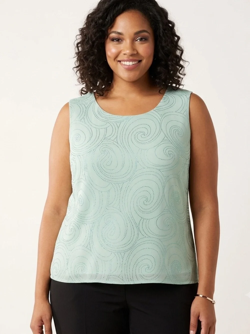 Dana Kay 24W Green Glitter Swirl Tank Top Plus Size - Picture 1 of 10